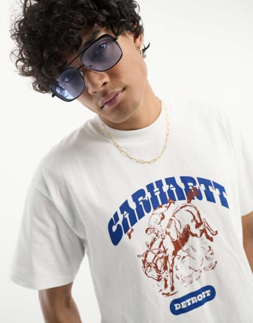 ASOS DESIGN – Retro-Pilotensonnenbrille in Schwarz mit blauen Gläsern und Detail am Bügel, 2 von 4