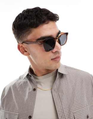 ASOS DESIGN ASOS DESIGN retro round sunglasses in brown with smoke lens