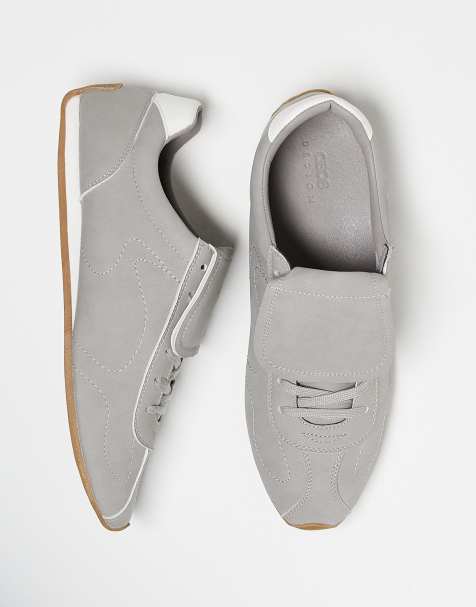 ASOS DESIGN retro sneakers in gray with oversized tongue - view 1