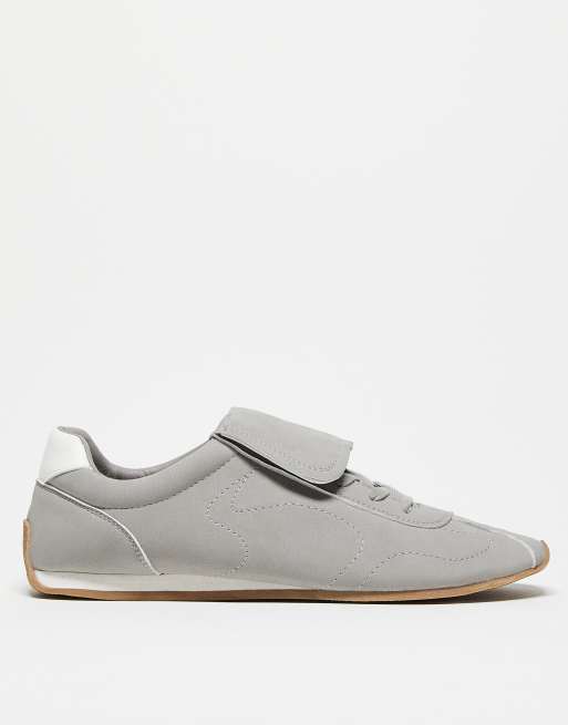 ASOS DESIGN retro sneakers in gray with oversized tongue