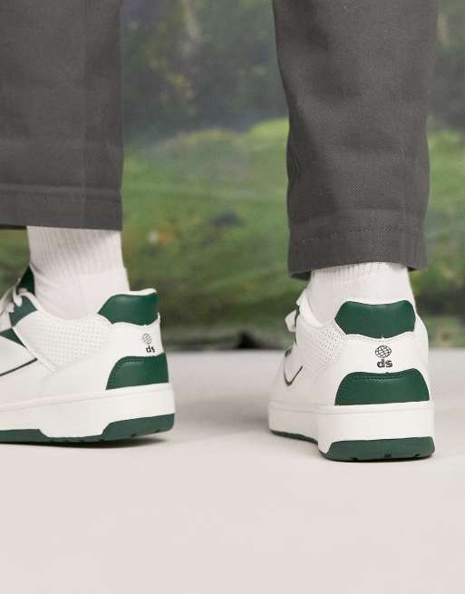 ASOS DESIGN retro sneakers in white with green detail