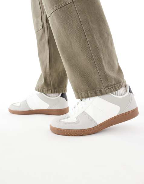 ASOS DESIGN retro sneakers in white with gum sole - view 1