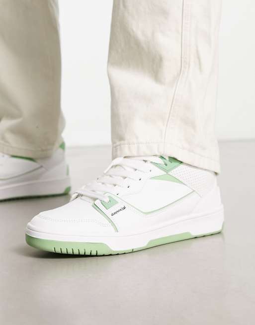 ASOS DESIGN retro sneakers in white with green detail