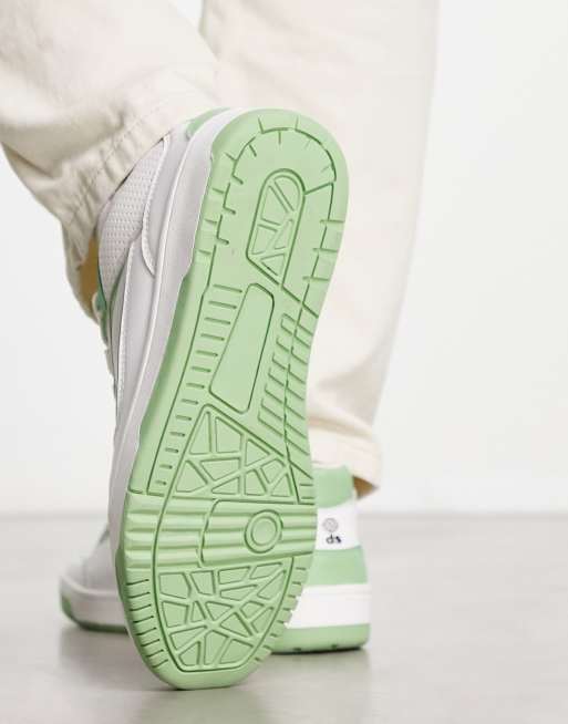 ASOS DESIGN retro sneakers in white with green detail