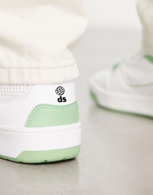 ASOS DESIGN retro sneakers in white with green detail