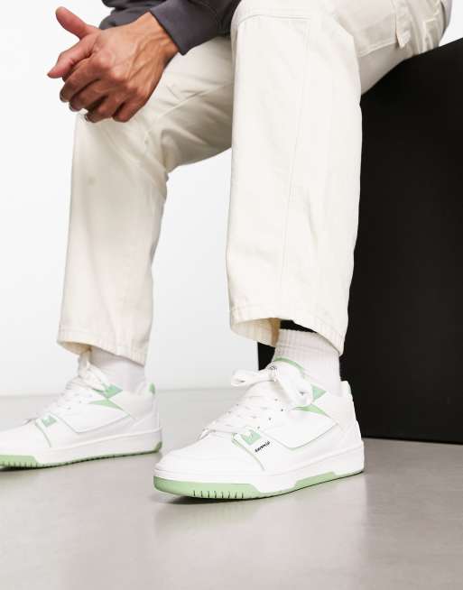 ASOS DESIGN retro sneakers in white with mint green detail