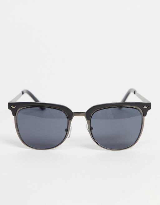 ASOS DESIGN - Retro-solbriller med røgfarvet glas i grå og mat sort, 3 af 4