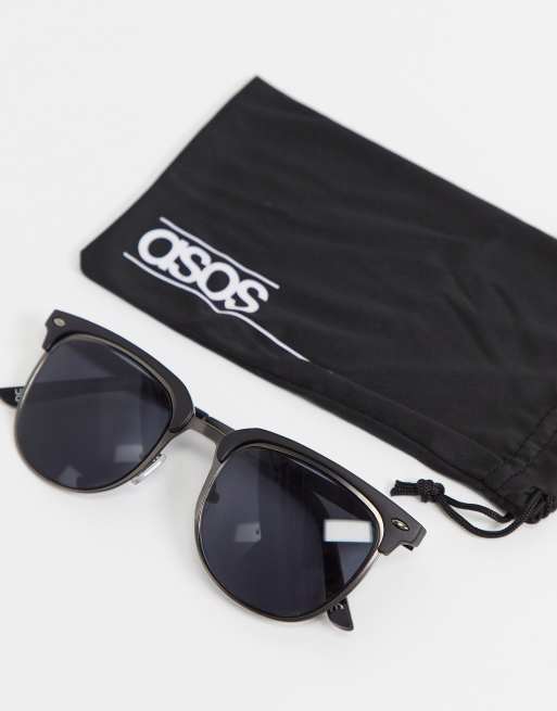 ASOS DESIGN - Retro-solbriller med røgfarvet glas i grå og mat sort, 4 af 4