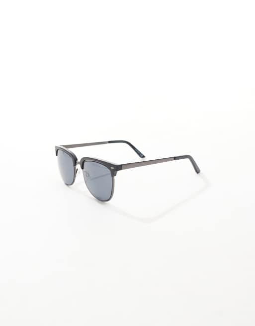 ASOS DESIGN – Retro-Sonnenbrille aus Metall in Stahlgrau und Mattschwarz mit getönten Gläsern, 2 von 3