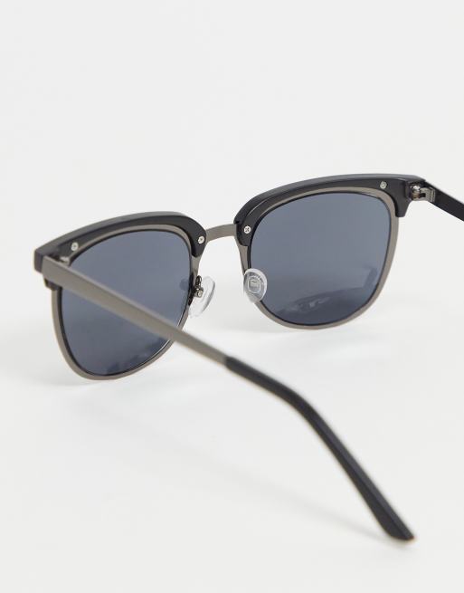 ASOS DESIGN – Retro-Sonnenbrille aus Metall in Stahlgrau und Mattschwarz mit getönten Gläsern, 2 von 4