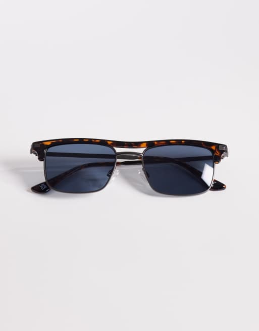 ASOS DESIGN – Retro-Sonnenbrille in Gold und Schildplatt mit blauen Gläsern, 3 von 3