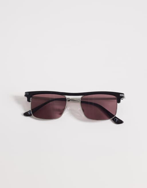 ASOS DESIGN – Retro-Sonnenbrille mit schwarzem Gestell und burgunderroten Gläsern, 3 von 3