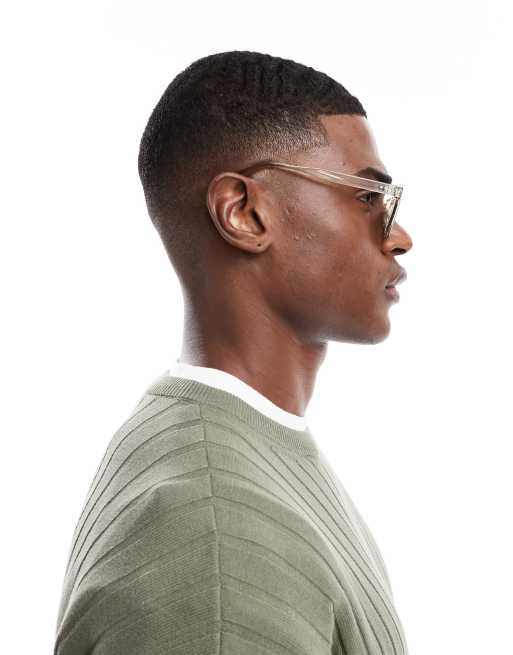 ASOS DESIGN retro sunglasses in crystal grey, 2 of 4