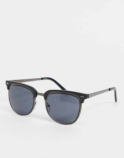 ASOS DESIGN retro sunglasses in gunmetal & matte black