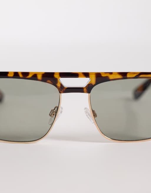 ASOS DESIGN retro sunglasses in tort frame with smoke lens, 2 of 3