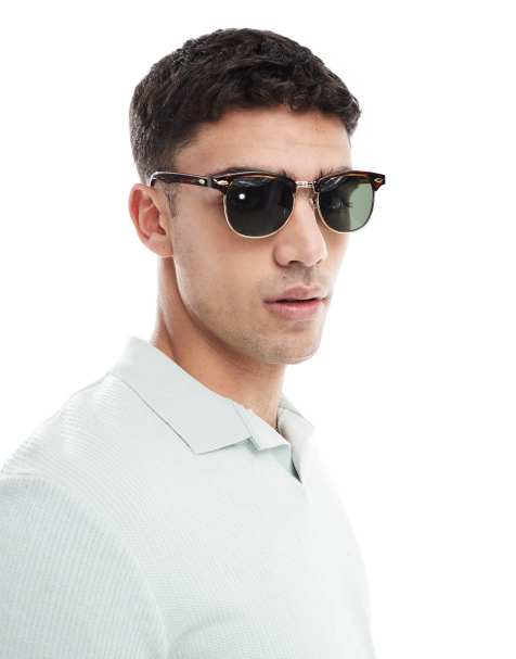 ASOS DESIGN retro sunglasses in tortoise shell - view 1