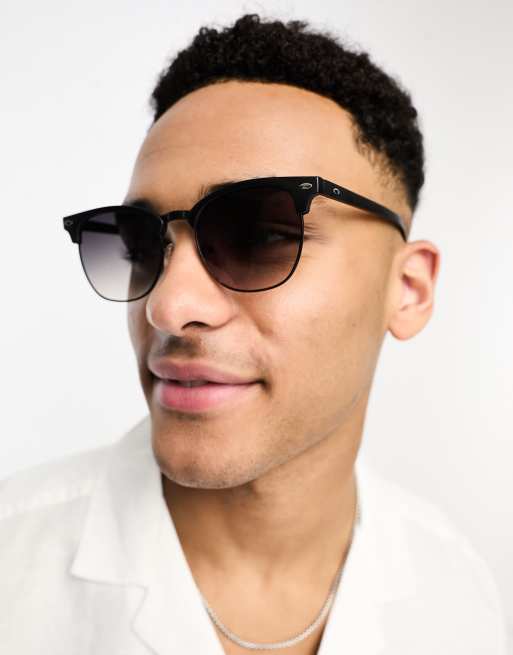 ASOS DESIGN rimless retro sunglasses with gradient lens in gold finish