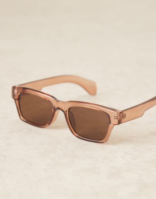 Asos Design Retro Sunglasses With Brown Frame And Brown Lens In Brown