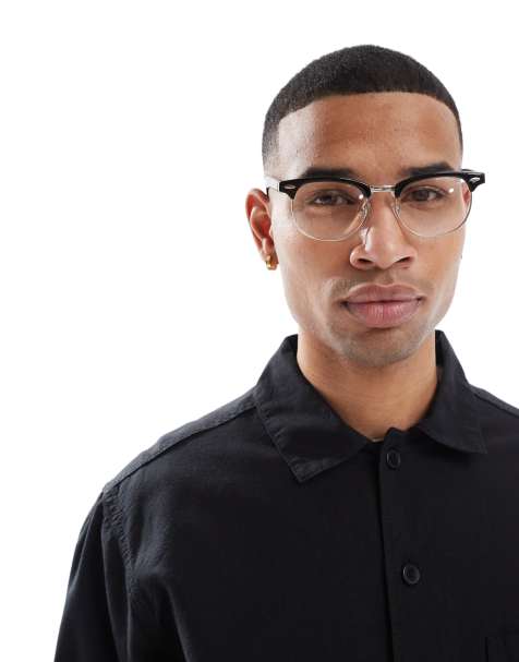 ASOS DESIGN retro sunglasses with clear lens in black - view 1