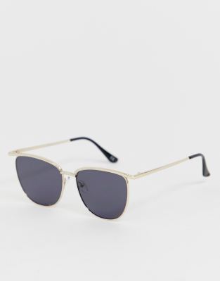 black sunglasses with gold frames