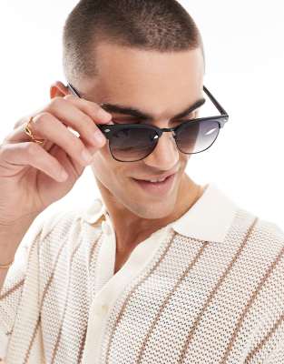 ASOS DESIGN retro sunglasses with gradient lenses in black  display picture 3