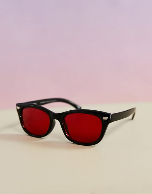 Black sunglasses with store red lenses