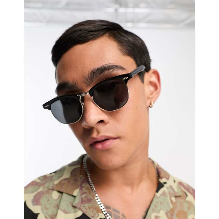 Alstublieft voordeel Voorwaarden ASOS DESIGN retro sunglasses with smoke lens in black | ASOS