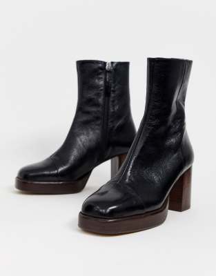 black leather boots platform