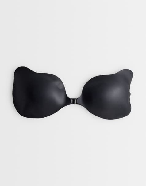 ASOS DESIGN reusable silicone stick on bra with front fastening in black - view 1