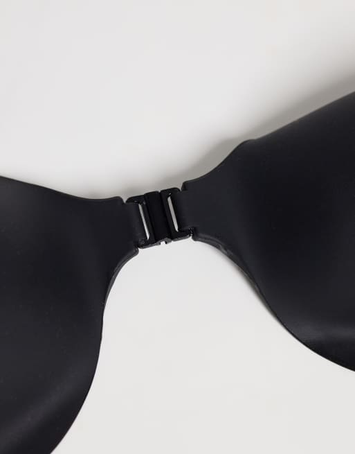 ASOS DESIGN reusable silicone stick on bra with front fastening in black, 2 of 3