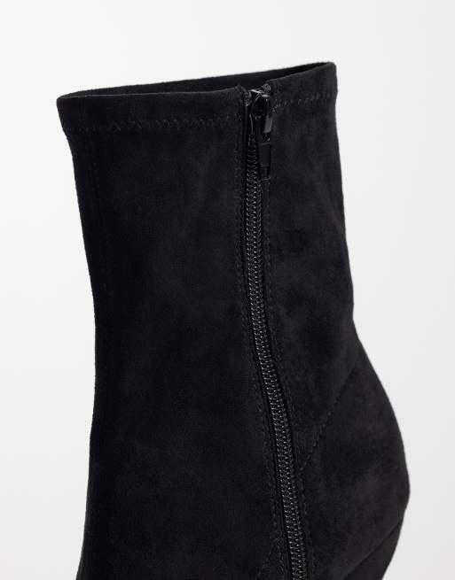 ASOS DESIGN Revel wedge sock ankle boots in black suedette, 3 of 4