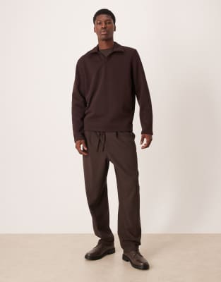 Asos Design Revere Polo In Brown