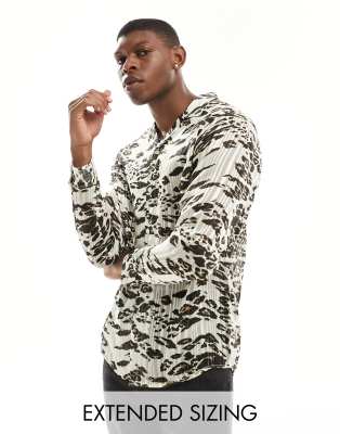 ASOS DESIGN revere satin shirt in animal print - ASOS Price Checker