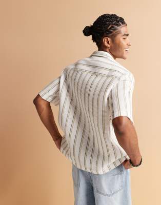 Asos Design Revere Texture Shirt In Neutral