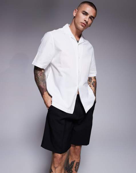 ASOS DESIGN revere textured shirt in white - view 1