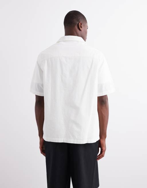 ASOS DESIGN revere textured shirt in white, 3 of 5