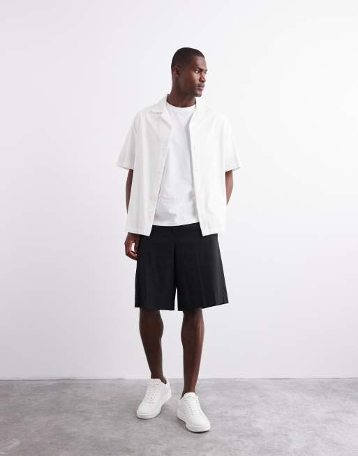 ASOS DESIGN revere textured shirt in white, 4 of 5