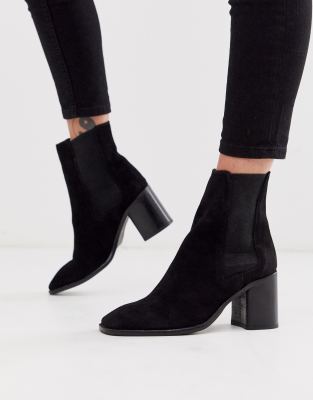 ASOS DESIGN Reverse suede square toe chelsea boots in black | ASOS