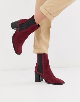 purple suede chelsea boots