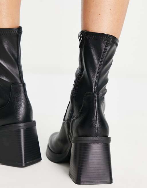 ASOS DESIGN Reversed Bottes souples talon mi haut Noir ASOS