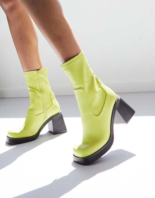 Lime green hot sale heel boots