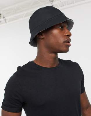 asos black bucket hat