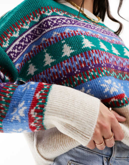 ASOS DESIGN reversible Christmas jumper in all over fairisle