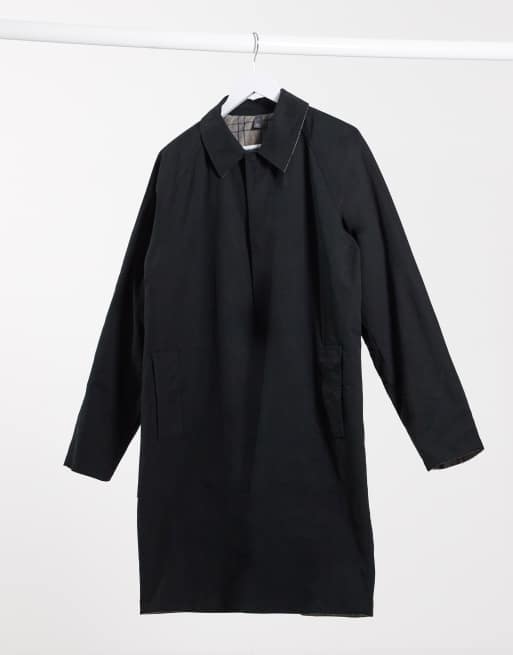 ASOS DESIGN reversible duster jacket in black and gray check