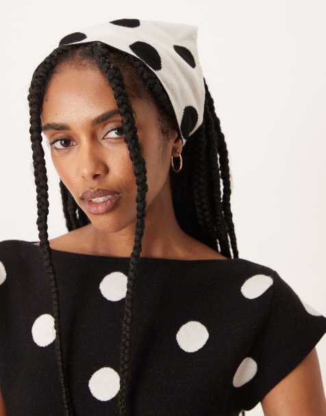 ASOS DESIGN reversible head scarf in polka dot - view 1