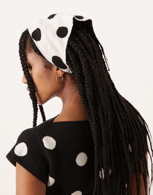 ASOS DESIGN reversible head scarf in polka dots