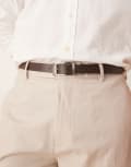 [ASOS DESIGN] ASOS DESIGN reversible leather belt in brown and black 2XS-XS BROWN