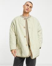 Topman oversized liner jacket with onion quilting in cream | ASOS