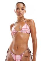 Bright Swim nia peppermint ruched bikini bottom in pink