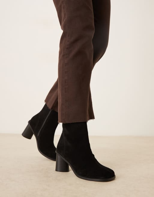 ASOS DESIGN Rex suede round toe ankle boots in black, 4 of 4
